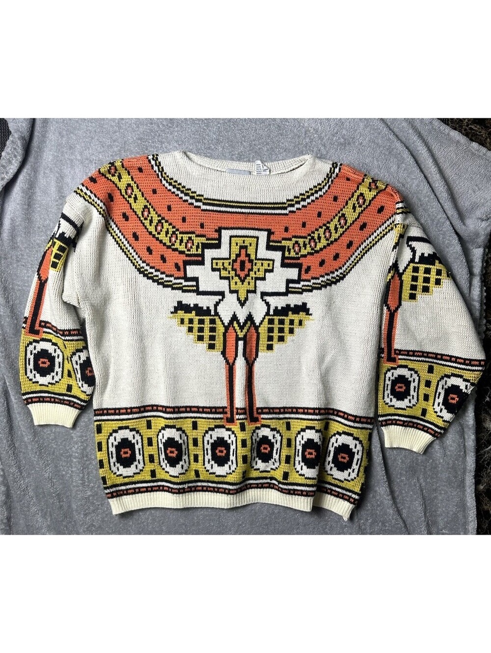 Vintage 80s 90s Venezia Southwestern Aztec Knit Sweater Women’s 22 24 USA